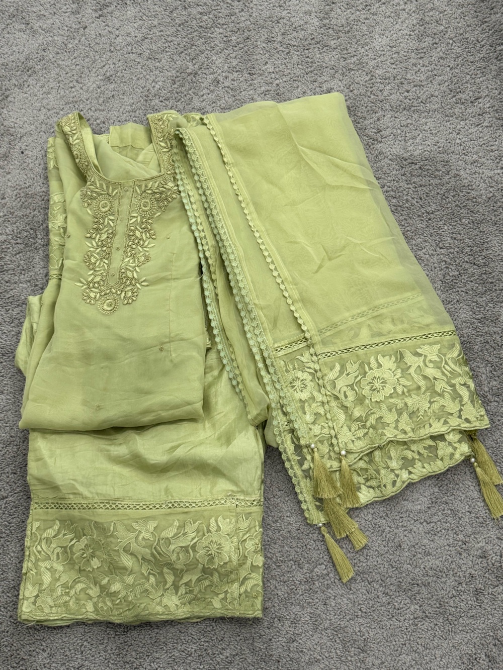Embroidered Light Green Salwar Kameez Set
